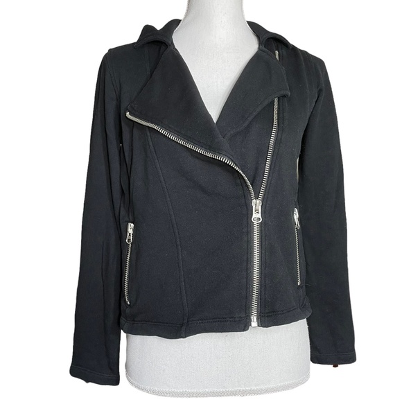 Asymmetrical Moto Jacket S Knit Sweatshirt Biker Chic Motorcycle Streetwear - Picture 1 of 6